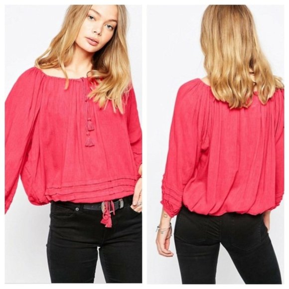 Denim & Supply Ralph Lauren Tops - Ralph Lauren Boho Long Sleeve Pink Peasant Top XS